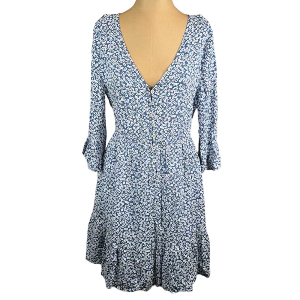 MAD FOR LOVE Blue Floral Dress Size Large NWT
